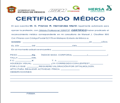 certificado medico en línea para trámites en México